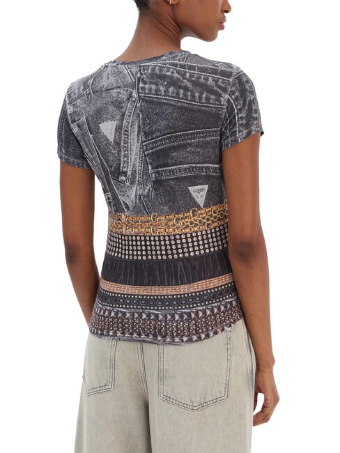BELT WRAPPED T-shirt slim fit stampa all over jet black multi - T-shirt e Top Donna