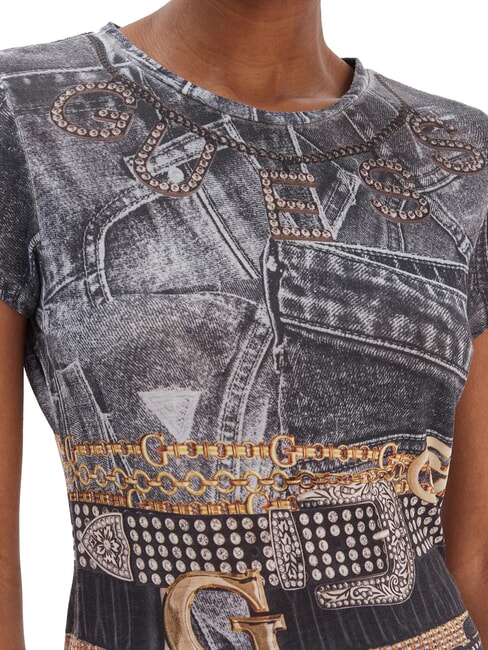 BELT WRAPPED T-shirt slim fit stampa all over jet black multi - T-shirt e Top Donna