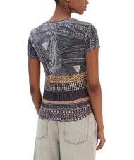 GUESS BELT WRAPPED T-shirt slim fit stampa all over jet black multi - T-shirt e Top Donna - 2