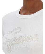 GUESS STUDS SCRIPT T-shirt manica corta slim fit purwhite - T-shirt e Top Donna - 3