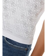 GUESS MOCK NECK ALL OVER 4G T-shirt slim fit con strass purwhite - T-shirt e Top Donna - 4
