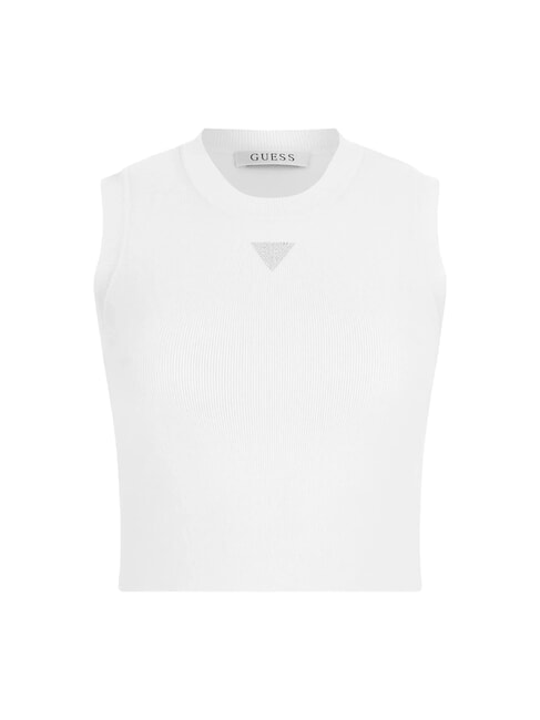 ALEXIA Topo corto in maglia logo strass purwhite - T-shirt e Top Donna
