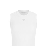 GUESS ALEXIA Topo corto in maglia logo strass purwhite - T-shirt e Top Donna - 3