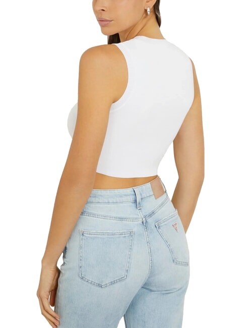 ALEXIA Topo corto in maglia logo strass purwhite - T-shirt e Top Donna