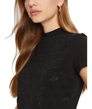 GUESS MOCK NECK ALL OVER 4G T-shirt slim fit con strass jetbla - T-shirt e Top Donna - 3