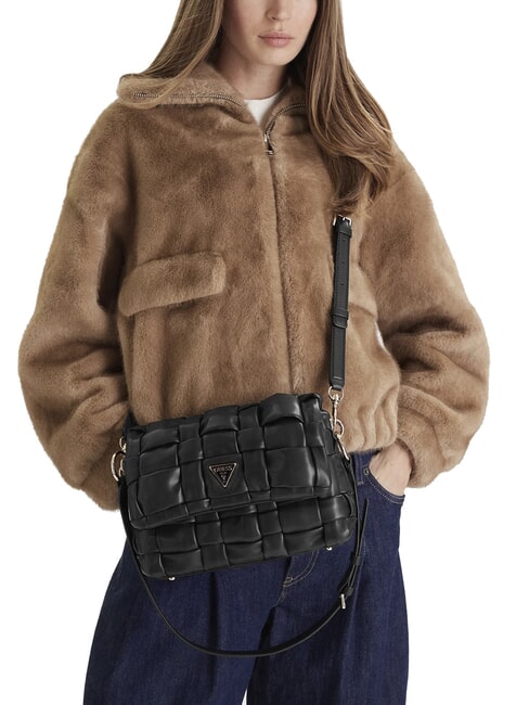 MARION Borsa a spalla intrecciata con tracolla NERO - Borse Donna