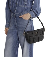 GUESS MARION Borsa intrecciata a spalla NERO - Borse Donna - 5