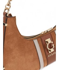 GUESS ERENIA Borsa a spalla in pelle scamosciata COGNAC MULTI - Borse Donna - 5