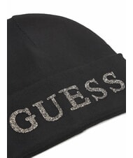 GUESS KNITTED Cappello beanie logo strass NERO - Cappelli - 3
