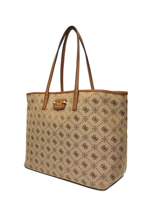 NEDA Borsa shopper in tessuto jacquard con pochette LATTE LOGO - Borse Donna