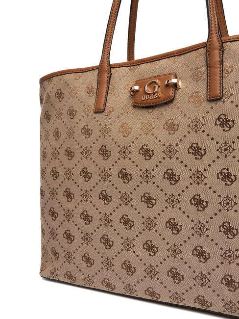 NEDA Borsa shopper in tessuto jacquard con pochette LATTE LOGO - Borse Donna