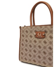 GUESS NEDA Borsa tote a mano in tessuto jacquard LATTE LOGO - Borse Donna - 3