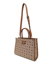 GUESS NEDA Borsa tote a mano in tessuto jacquard LATTE LOGO - Borse Donna - 4