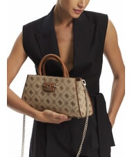 GUESS NEDA Borsa a mano in tessuto jacquard LATTE LOGO - Borse Donna - 5