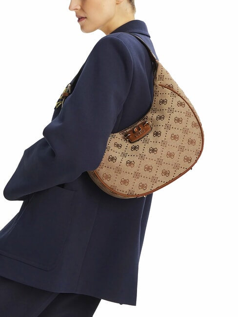 NEDA Borsa hobo a spalla tessuto jacquard LATTE LOGO - Borse Donna