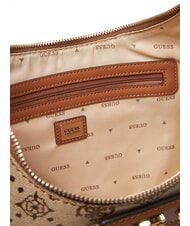 GUESS NEDA Borsa hobo a spalla tessuto jacquard LATTE LOGO - Borse Donna - 5
