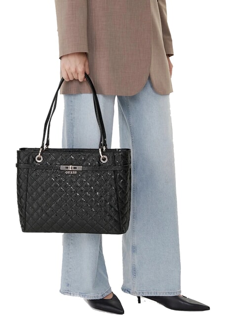 IDRA Borsa shopper trapuntata a spalla NERO - Borse Donna