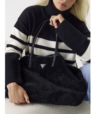 GUESS VICTORIA Borsa shopper teddy con pochette NERO - Borse Donna - 5