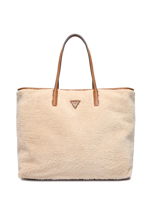 VICTORIA Borsa shopper teddy con pochette natural/cognac - Borse Donna
