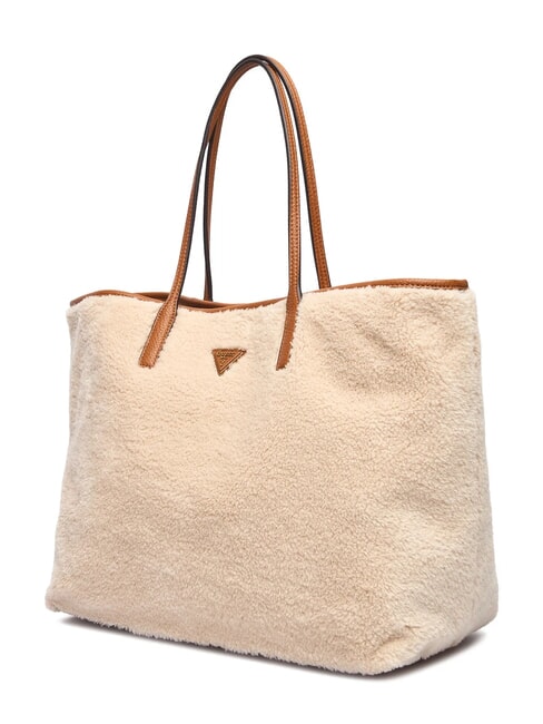 VICTORIA Borsa shopper teddy con pochette natural/cognac - Borse Donna