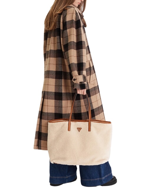 VICTORIA Borsa shopper teddy con pochette natural/cognac - Borse Donna