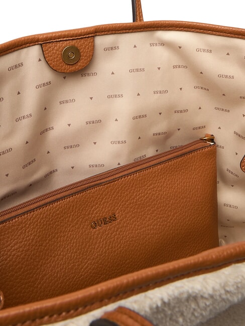 VICTORIA Borsa shopper teddy con pochette natural/cognac - Borse Donna