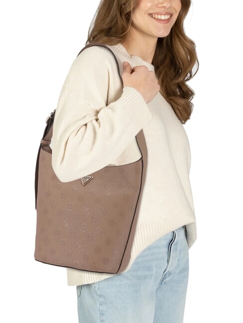 CRESIDIA Borsa a secchiello con pochette dark taupe logo - Borse Donna