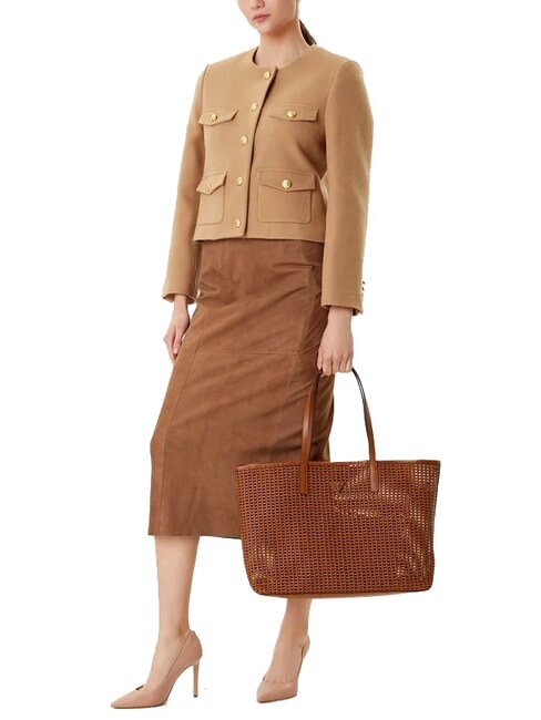 BRIGITTA Borsa shopper intrecciata con pochette COGNAC - Borse Donna