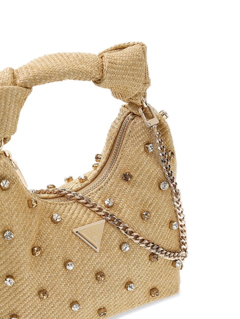 ISOTTA Borsa a spalla in raffia con applicazioni gioiello natural - Borse Donna