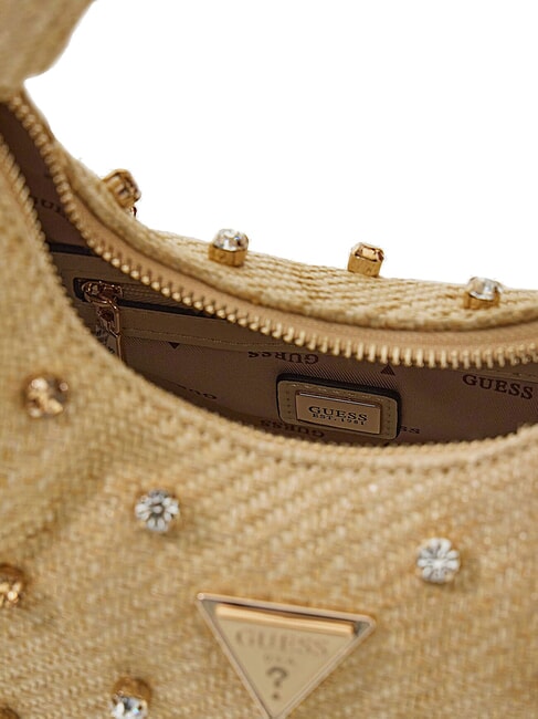 ISOTTA Borsa a spalla in raffia con applicazioni gioiello natural - Borse Donna