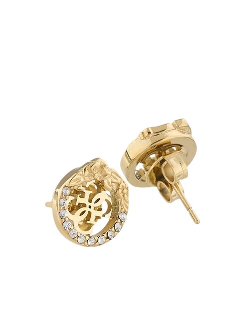 4 LOVE Orecchini rotondi logo 4G e strass yellow gold - Orecchini