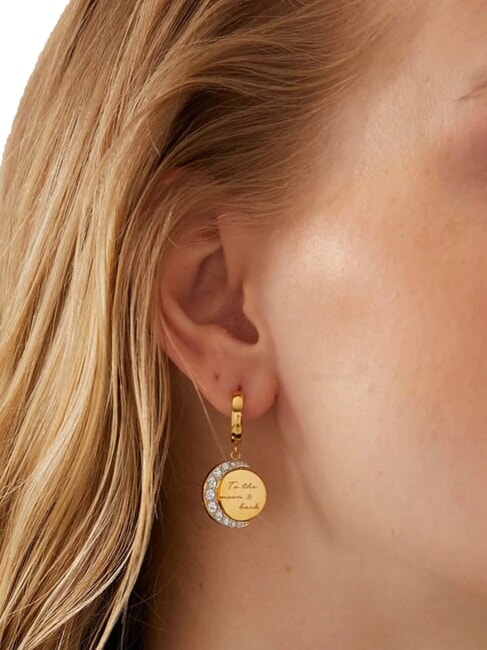 MOON PHASES Orecchini con medaglietta e cristalli yellow gold - Orecchini