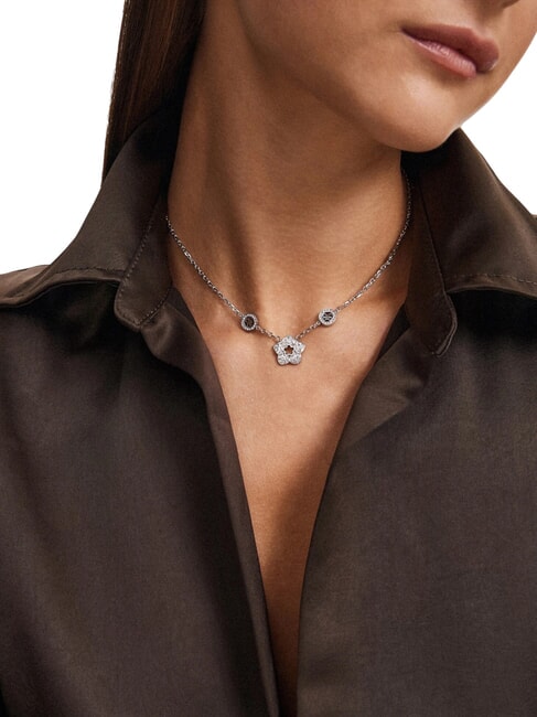 SHINING WINTER Collana con fiore e cristalli SILVER - Collane