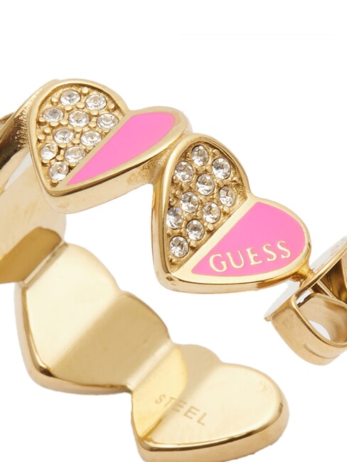 LOVELY GUESS Orecchini cuoricini smaltati yellow gold/fuchsia - Orecchini