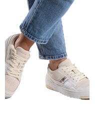 TOMMY HILFIGER SUEDE STRIPES BASKET Sneakers in pelle suede beige - Scarpe Donna - 6