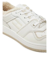 TOMMY HILFIGER TH JEANS Sneakers in pelle con applicazione ecru - Scarpe Donna - 6
