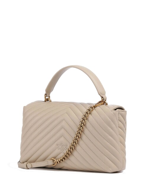 CLASSIC LADY LOVE BAG Borsa puff chevron beige-grigio fumo-antique gold - Borse Donna