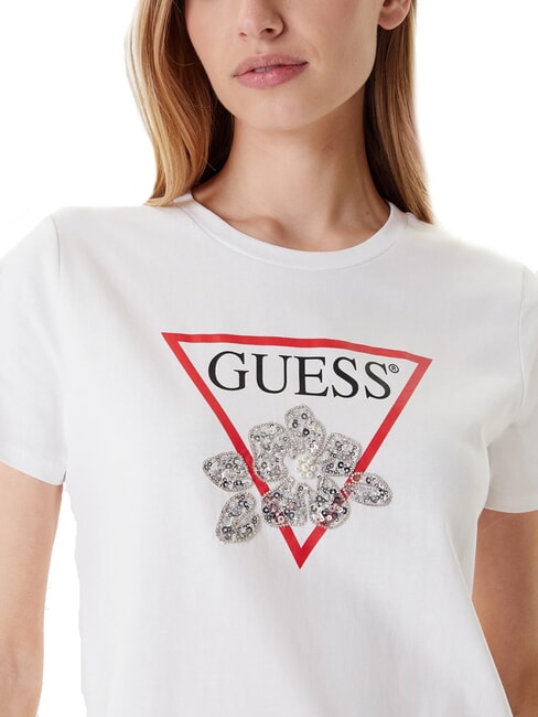 FLOWER BLING T-shirt con stampa e applicazione purwhite - T-shirt e Top Donna