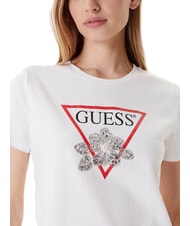 GUESS FLOWER BLING T-shirt con stampa e applicazione purwhite - T-shirt e Top Donna - 3