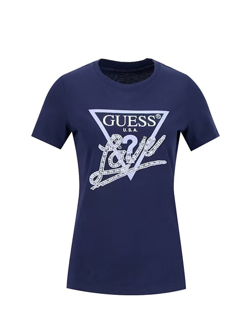 PEARLS LOVE TRIANGLE T-shirt con stampa e applicazioni suiting blue - T-shirt e Top Donna