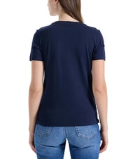 GUESS PEARLS LOVE TRIANGLE T-shirt con stampa e applicazioni suiting blue - T-shirt e Top Donna - 2