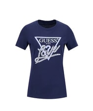 GUESS PEARLS LOVE TRIANGLE T-shirt con stampa e applicazioni suiting blue - T-shirt e Top Donna - 3