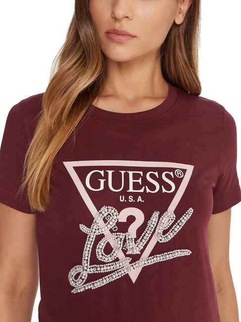 PEARLS LOVE TRIANGLE T-shirt con stampa e applicazioni red noir - T-shirt e Top Donna