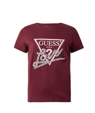 GUESS PEARLS LOVE TRIANGLE T-shirt con stampa e applicazioni red noir - T-shirt e Top Donna - 4