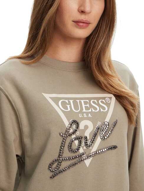 STUDDED LOVE Felpa girocollo con stampa a borchiette sage leaf - Felpe Donna