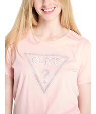 GUESS SS CN KRYSTAL TRIANGLE T-shirt manica corta borchie e strass pink pearl - T-shirt e Top Donna - 3