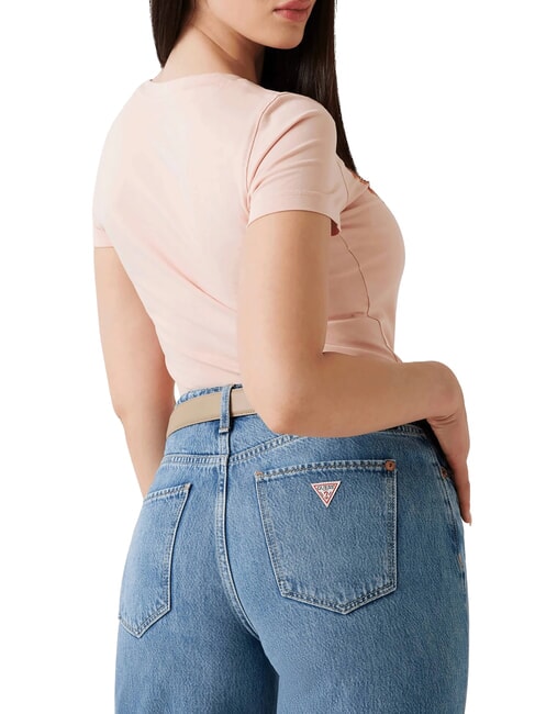 TRIANGLE FLOWERS T-shirt stretch con stampa pale sand - T-shirt e Top Donna