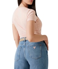 GUESS TRIANGLE FLOWERS T-shirt stretch con stampa pale sand - T-shirt e Top Donna - 2