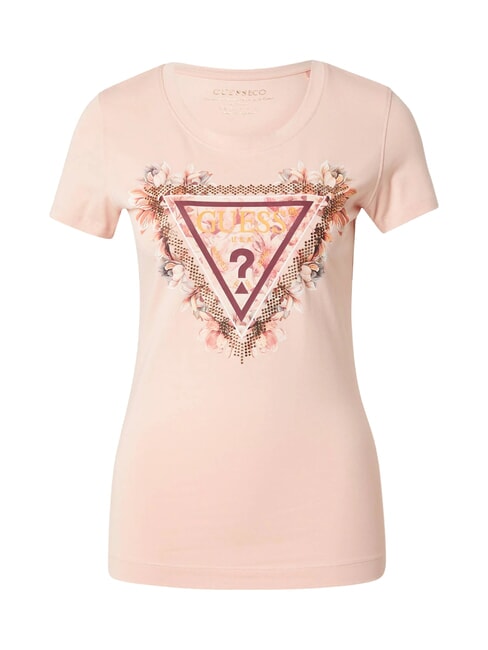 TRIANGLE FLOWERS T-shirt stretch con stampa pale sand - T-shirt e Top Donna