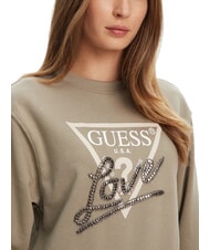 GUESS STUDDED LOVE Felpa girocollo con stampa a borchiette sage leaf - Felpe Donna - 3